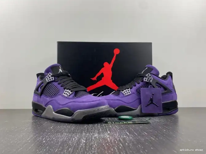 Cheap Purple Jordan 4 Air x Scott Travis Suede 0501